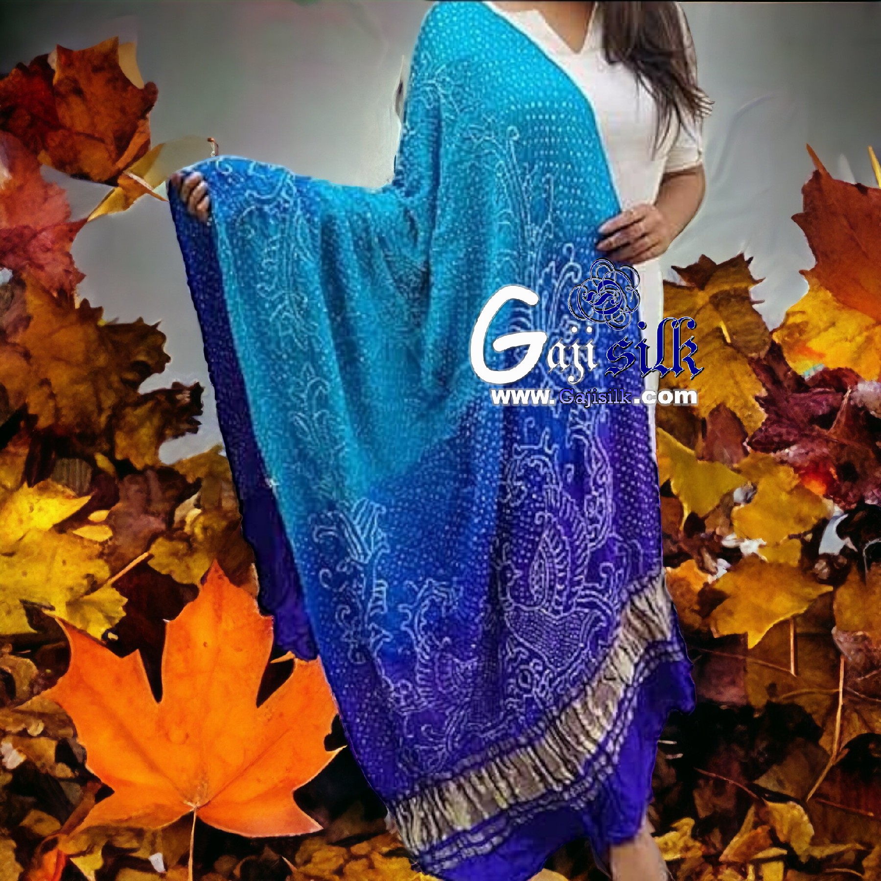 Mustered Peacock Bandhani Pure Gaji Silk Dupatta Gaji Silk