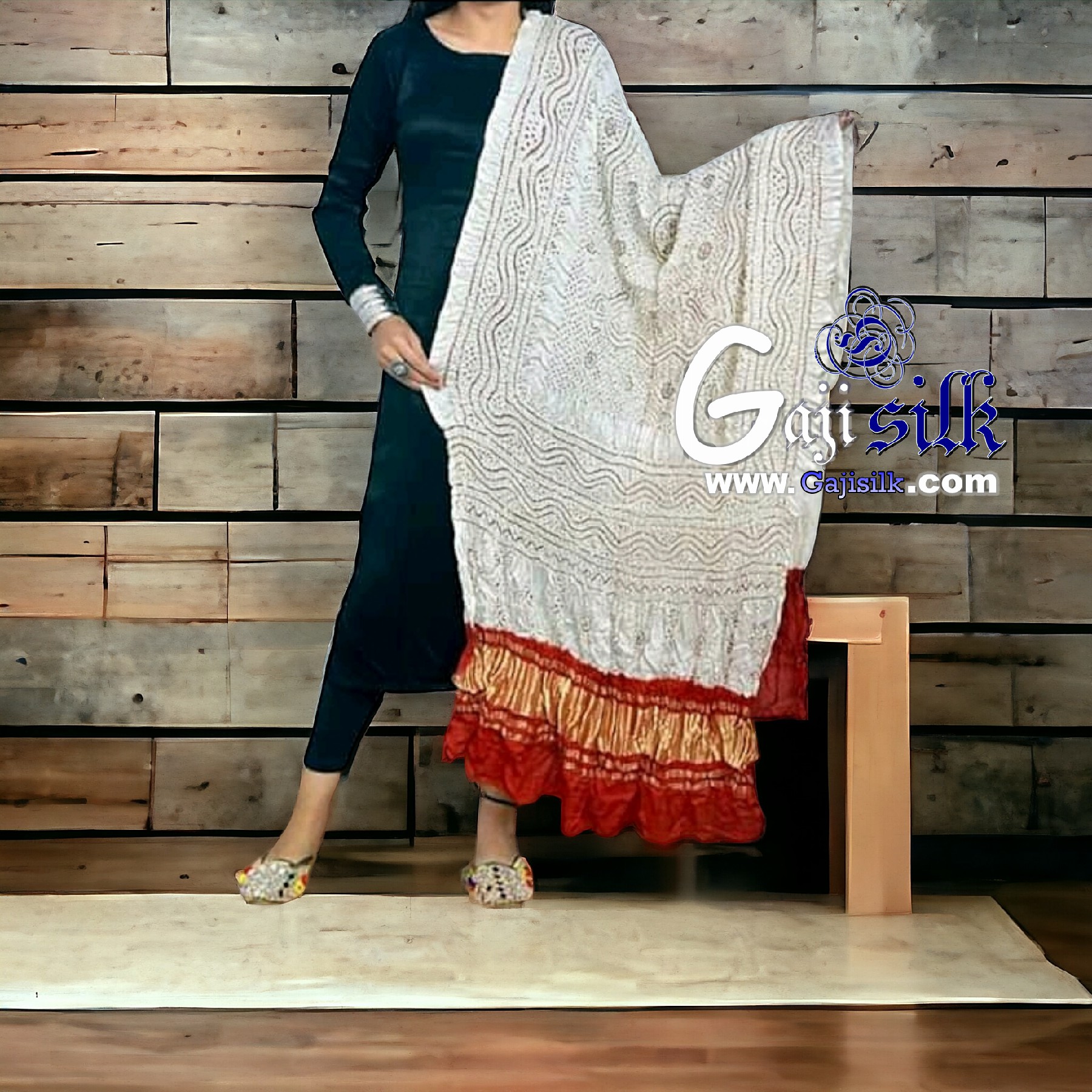 Pure Gaji Silk Dupatta Wholesalers Gaji Silk Bandhani Ajrak