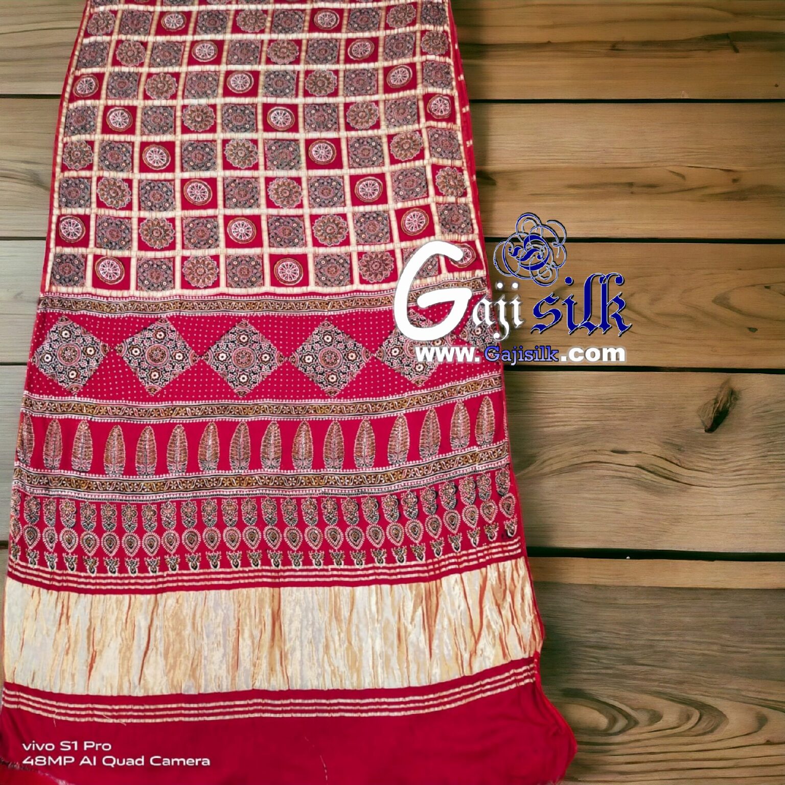 Saree Gaji Silk Bandhani Pure Gaji Silk Ajrak Gharchola Shibori