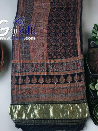 Gaji Silk Natural Ajrak Saree 01