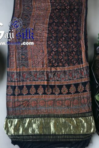 Gaji Silk Natural Ajrak Saree 01