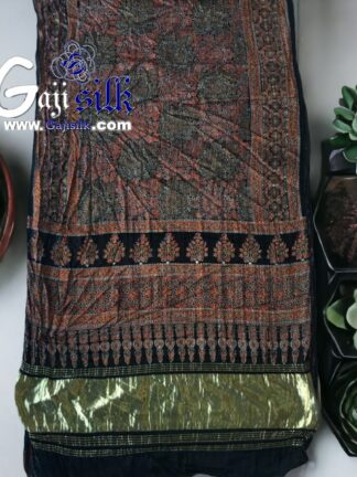 Gaji Silk Natural Ajrak Saree 02