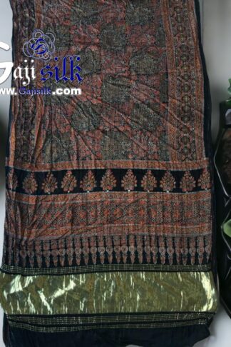 Gaji Silk Natural Ajrak Saree 02