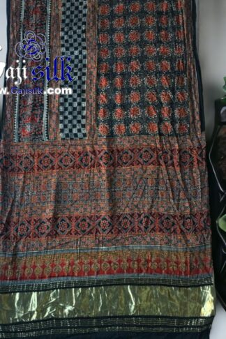 Gaji Silk Natural Ajrak Saree 03