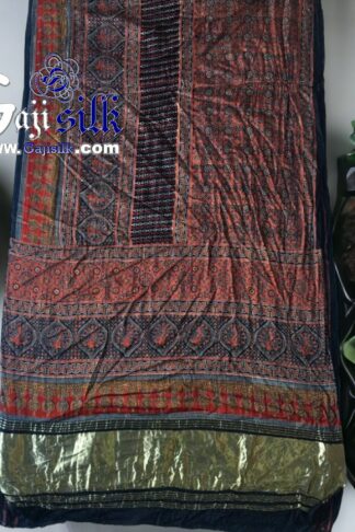 Gaji Silk Natural Ajrak Lagdi Saree 01