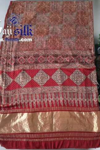 Gaji Silk Natural Ajrak Lagdi Saree 02