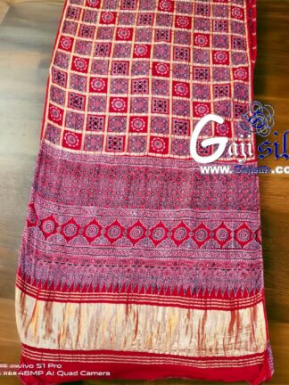Red Ajrak Gharchola Saree Gaji Silk 01