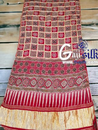 Red Ajrak Gharchola Saree Gaji Silk 02