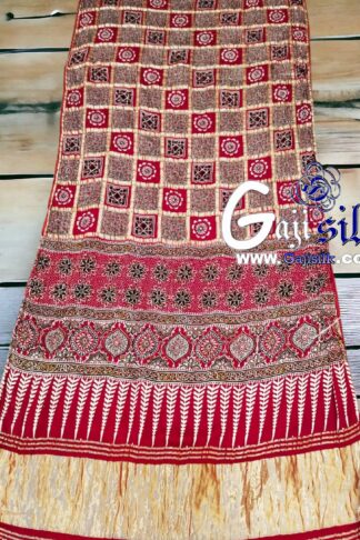 Red Ajrak Gharchola Saree Gaji Silk 02