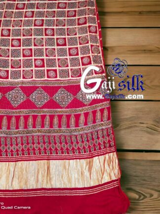 Red Ajrak Gharchola Saree Gaji Silk 03