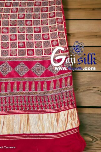 Red Ajrak Gharchola Saree Gaji Silk 03