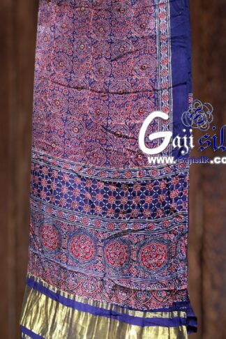 Gaji Silk Natural Ajrak Lagdi Saree 07