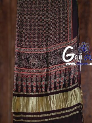 Ajrak Saree Hand Block Gaji Silk 03