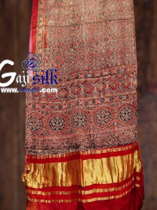 Ajrak Saree Hand Block Gaji Silk 01