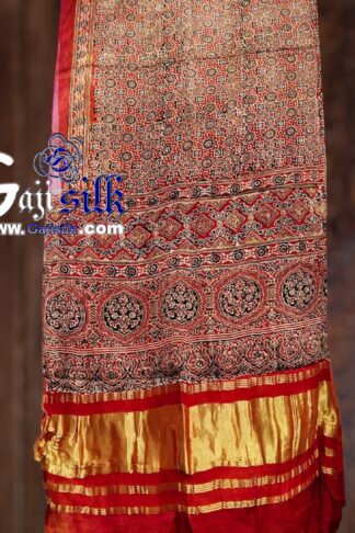 Ajrak Saree Hand Block Gaji Silk 01