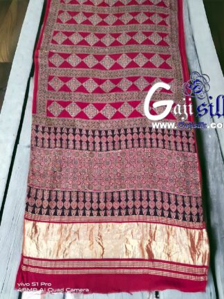 Gaji Silk Natural Ajrak Lagdi Saree 12
