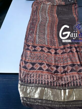 Gaji Silk Natural Ajrak Lagdi Saree 11