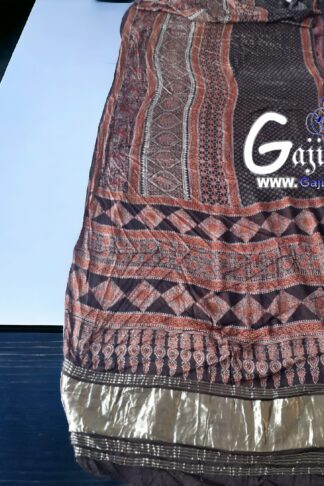 Gaji Silk Natural Ajrak Lagdi Saree 11