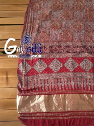 Gaji Silk Natural Ajrak Lagdi Saree 10