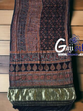 Gaji Silk Natural Ajrak Lagdi Saree 06