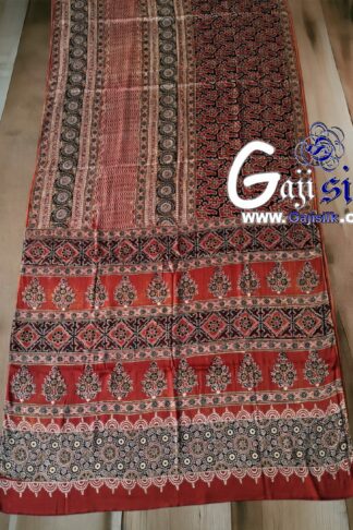 Ajrak Hand Block Saree Gaji Silk 02