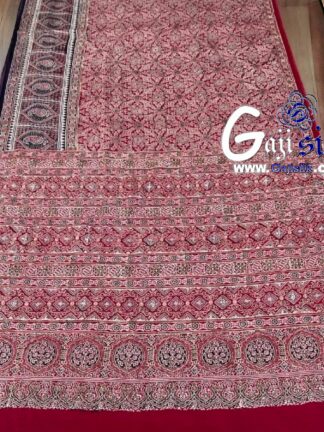 Ajrak Hand Block Saree Gaji Silk 03