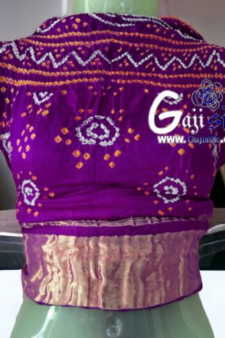 Purple Bandhani Blouse Pure GajiSilk Gold Jari