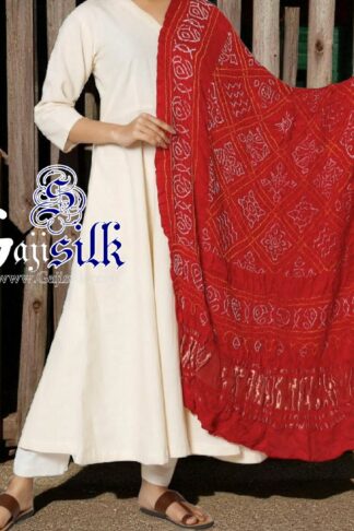 Red Bavan Barg Bandhani Dupatta Pure GajiSilk