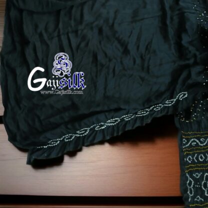 Black Rai Dano Bandhani Saree Pure GajiSilk Lagdi - Image 2