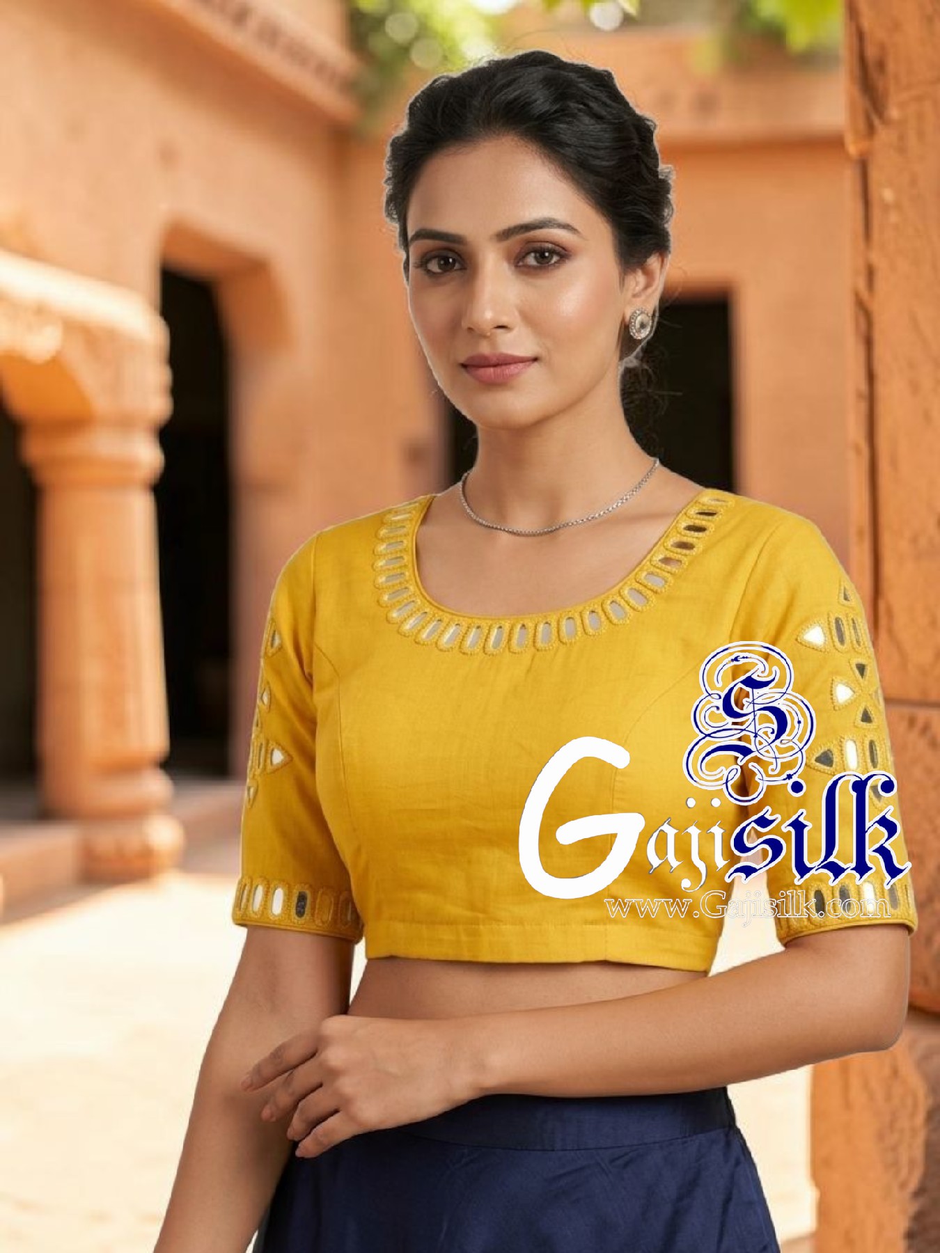 Mango Handwork Kutchi Work Gaji Silk Blouse