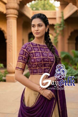 Purple Bandhani Gharchola Blouse Pure Gaji Silk