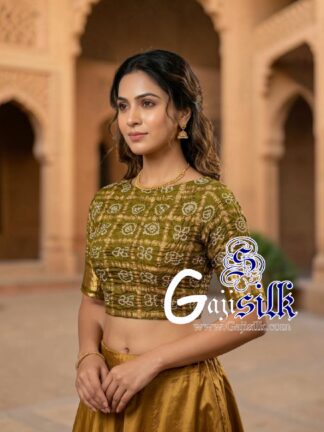 Mehndi Bandhani Gharchola Blouse Pure Gaji Silk