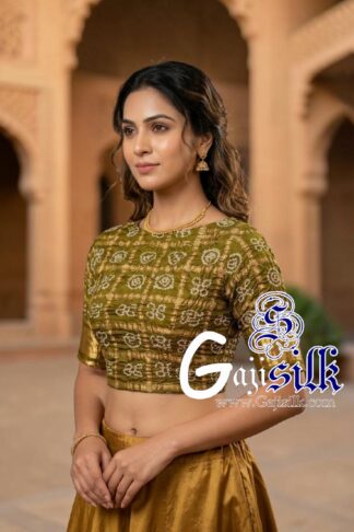 Mehndi Bandhani Gharchola Blouse Pure Gaji Silk