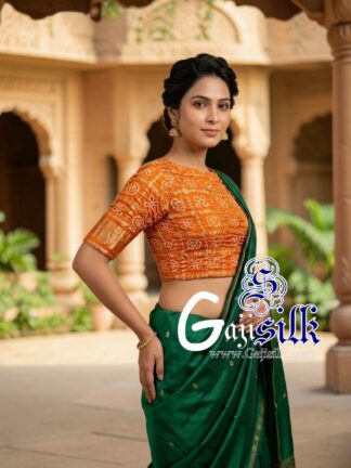 Yellow Bandhani Gharchola Blouse Pure Gaji Silk