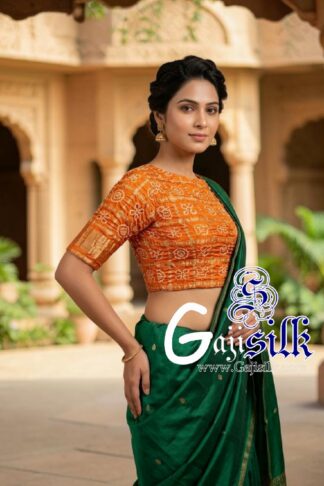 Yellow Bandhani Gharchola Blouse Pure Gaji Silk