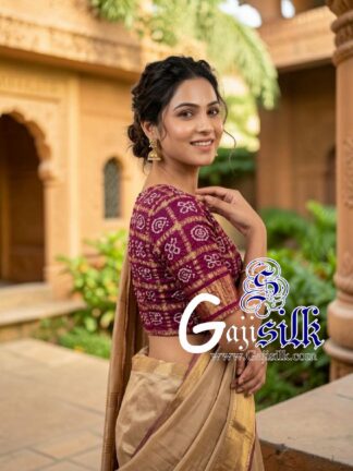 Magenta Bandhani Gharchola Blouse Pure Gaji Silk