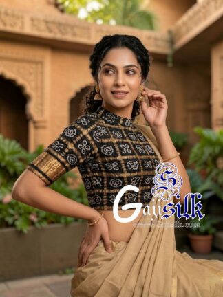 Black Bandhani Gharchola Blouse Pure Gaji Silk