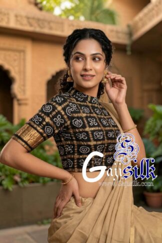 Black Bandhani Gharchola Blouse Pure Gaji Silk