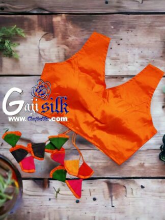 Orange Plain Gaji Silk Blouse