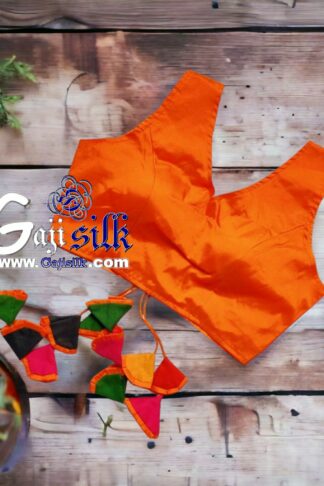 Orange Plain Gaji Silk Blouse