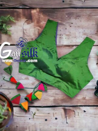 Parrot Plain Gaji Silk Blouse