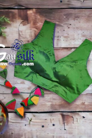 Parrot Plain Gaji Silk Blouse