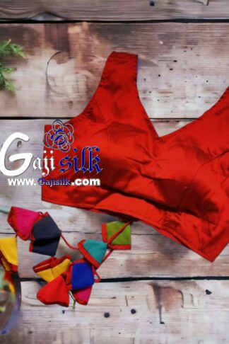 Red Plain Gaji Silk Blouse