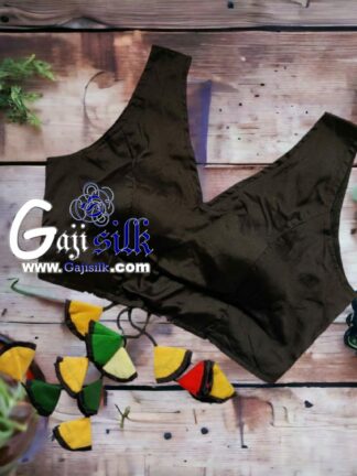 Black Plain Gaji Silk Blouse