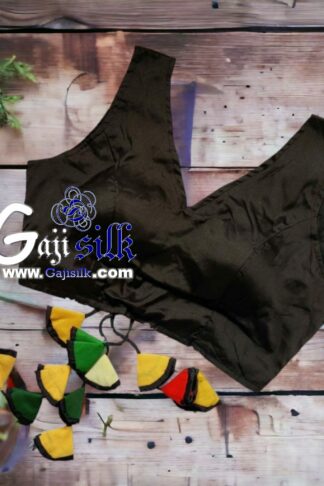 Black Plain Gaji Silk Blouse