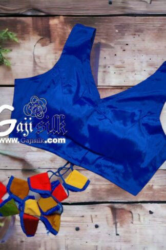 Blue Plain Gaji Silk Blouse