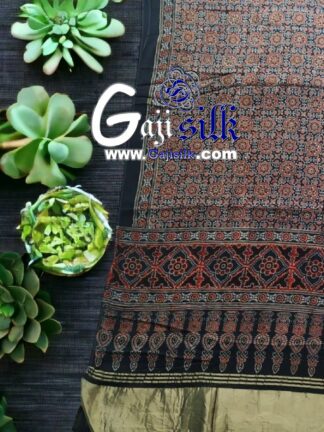 Gaji Silk Natural Ajrak Lagdi Dupatta 11