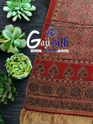 Gaji Silk Natural Ajrak Lagdi Dupatta 08