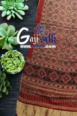 Gaji Silk Natural Ajrak Lagdi Dupatta 07