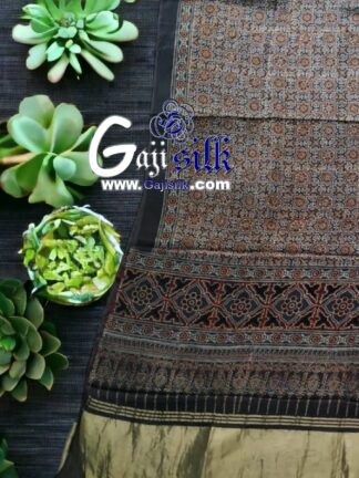 Gaji Silk Natural Ajrak Lagdi Dupatta 06